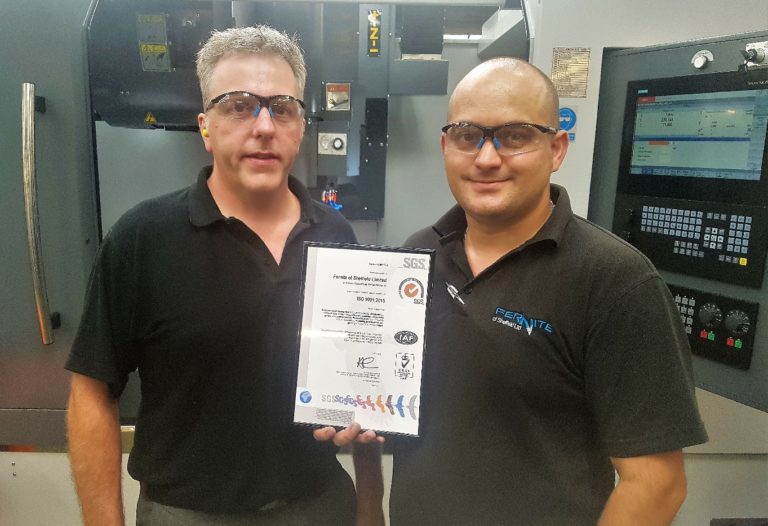 Fernite have achieved ISO9001:2015 Certification. Pictured are Managing Director James Kitching and Technical Manager Marc Horner